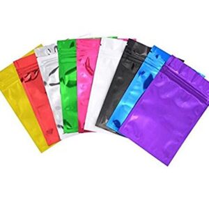 100 PCS Colorful Self Sealing Vacuum Aluminum Foil Packaging Bags Ziplock Mylar Packing Pouch Wholesale Heat Sealing Food Grade Sample Storage Bags Pouches Perfect for Sample Giveaway (7.5 * 6.5cm)