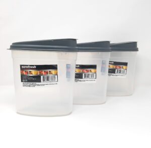 3 plastic containers & lids 3-piece set 54oz cereal grain dispenser dry food storage container & organizer bpa free freezer safe