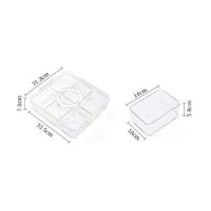 ＫＬＫＣＭＳ Snack Container Divided Food Storage Container Clear 6 Grids with Handle Lid, Divided Seasoning Box, Dried Fruit Plate for nuts Cookies