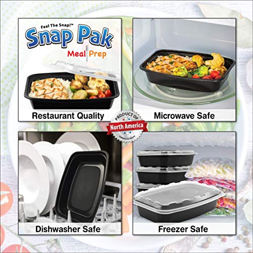 Snap Pak 12010 Storage Containers 28 oz. Clear Lid/Black Base BPA Free, Microwave, Freezer & Dishwasher Safe Air Tight Seal, Very Durable Keeps Food F