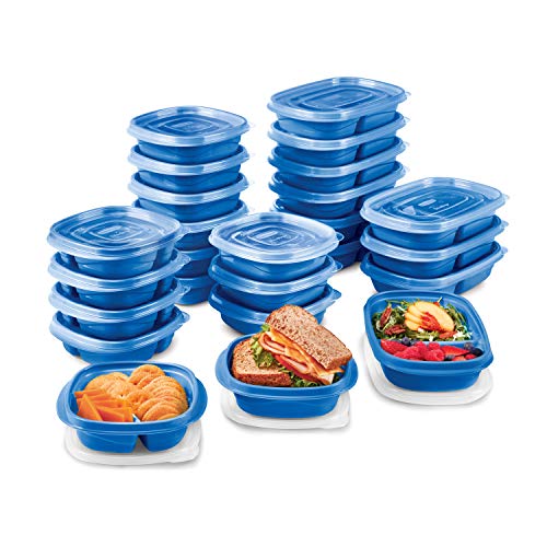 Rubbermaid 50-Piece Food Storage Containers with Lids for Lunch, Meal Prep, and Leftovers, Dishwasher Safe, Set of 25, Marine Blue