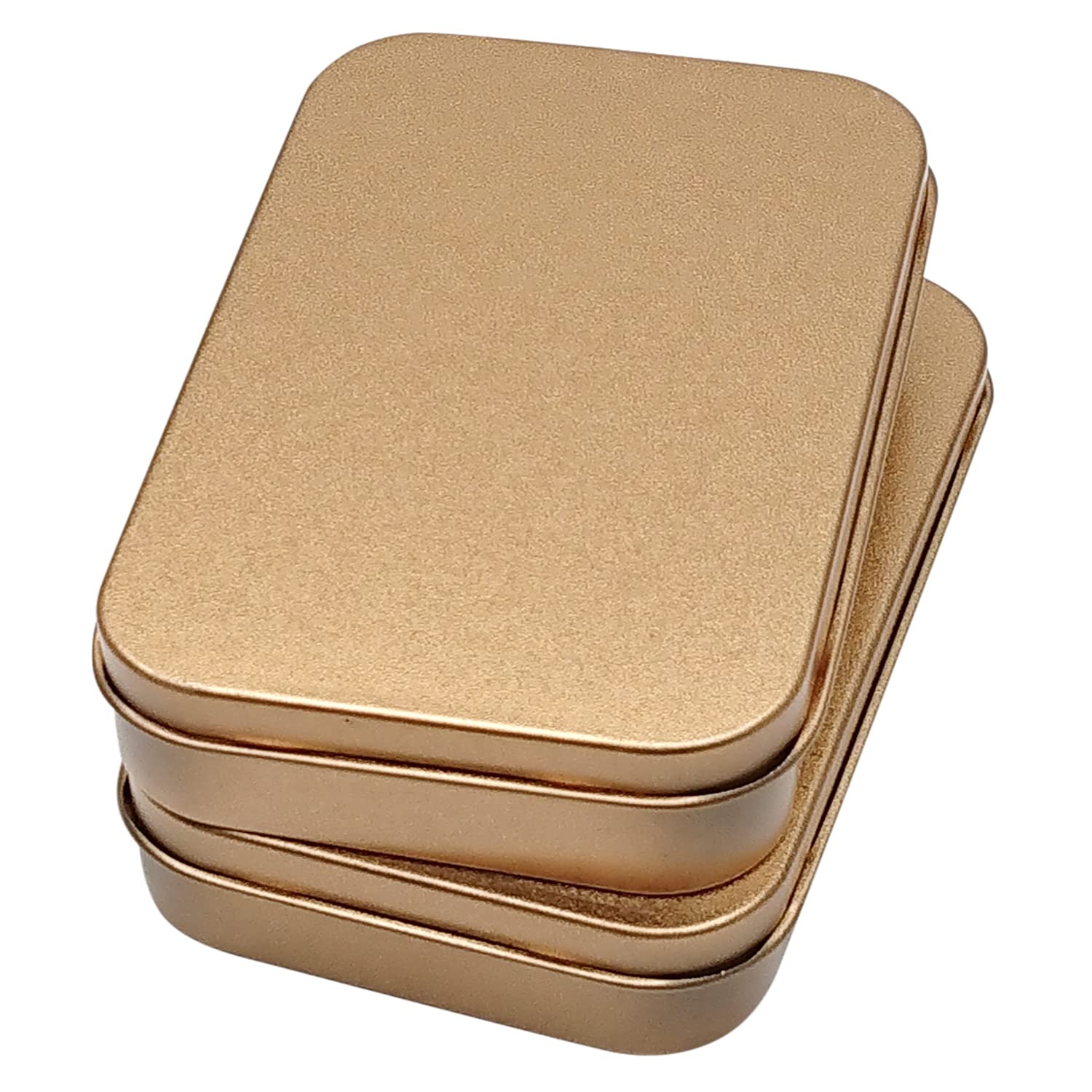 6 Pcs Metal Hinged Tin Box Container Mini Portable Small Storage Container Kit with Lid for Home Storage 3.7 x 2.3 x 0.8 Inch, Gold