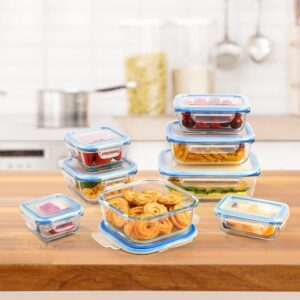 Vtopmart 16 Pieces Glass Meal Prep Container with Lids, Snapware Lunch Containers for Food Storage, Airtight Kitchen Container for Leftover, Microwave, Oven, Freezer and Dishwasher Safe, BPA Free