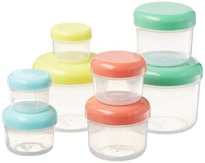 snapware meal prep 16-pc plastic mini kit with lids, 16-oz, 8-oz, 4-oz, and 2-oz round salad dressing container set, non-toxic, bpa-free lid plastic cups, microwave, dishwasher, and freezer safe