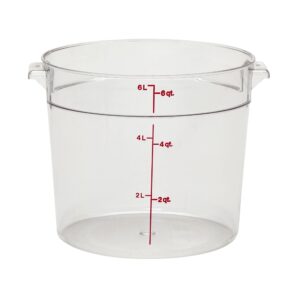 cambro rfscw6135 camwear round food storage container, polycarbonate, clear, nsf, 6 quart