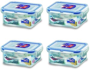 lock & lock rectangular water tight food container, set of 4 (6 oz each)