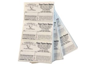 custom poultry freezer labels 4" x 2.5" with safe handling instructions and exemption – p.l. 90-492 (500)