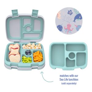 Bentgo® Kids Prints Tray with Transparent Cover - Reusable, BPA-Free, 5-Compartment Meal Prep Container with Built-In Portion Control for Healthy Meals At Home & On the Go (Sea Life)