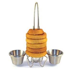 G.E.T. 4-982029 Onion Ring Tower with Two Sauce Cup Holders, Stainless Steel (Sauce Cups Sold Separately), 1 Count (Pack of 1)