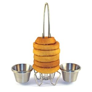 g.e.t. 4-982029 onion ring tower with two sauce cup holders, stainless steel (sauce cups sold separately), 1 count (pack of 1)