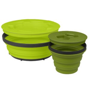 sea to summit x-seal & go collapsible food storage container, 2-pack (s + l), olive
