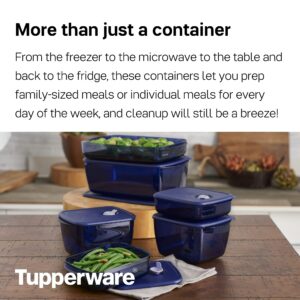 Tupperware Brand Vent ‘N Serve 7 Container Set - Prep, Freeze & Reheat Meals + Lids - Dishwasher, Microwave & Freezer Safe - BPA Free