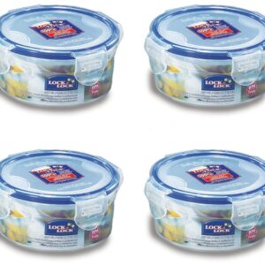 Lock & Lock Round Water Tight Food Container Snack Box, Set of 4, Clear