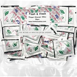 OXYGONE 400 CC [100 Packets] Premium Oxygen Absorbers for Food Storage, Oxygen Absorbers (2 Bag of 50 Packets) - ISO 9001 Certified Facility Manufactured