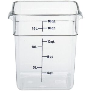 cambro 18sfscw135 camsquare clear food container with handles 18 qt - case of 6