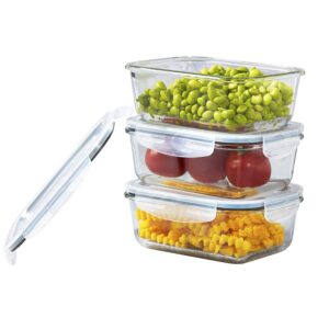 mason craft & more leak proof glass bpa free plastic locking lid food storage container, 24 ounce set, clear