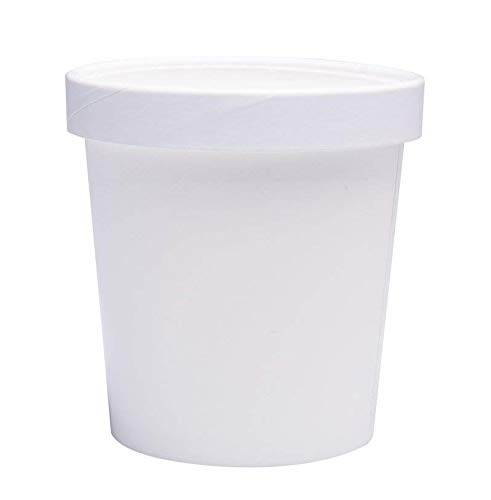 Mr Miracle 16 Ounce Soup / Frozen Dessert Containers with Lids in White. Pack of 25 Sets