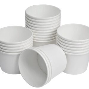 Mr Miracle 16 Ounce Soup / Frozen Dessert Containers with Lids in White. Pack of 25 Sets