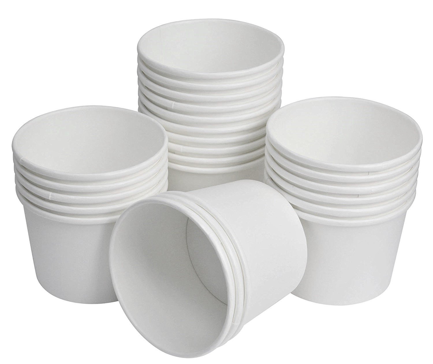 Mr Miracle 16 Ounce Soup / Frozen Dessert Containers with Lids in White. Pack of 25 Sets