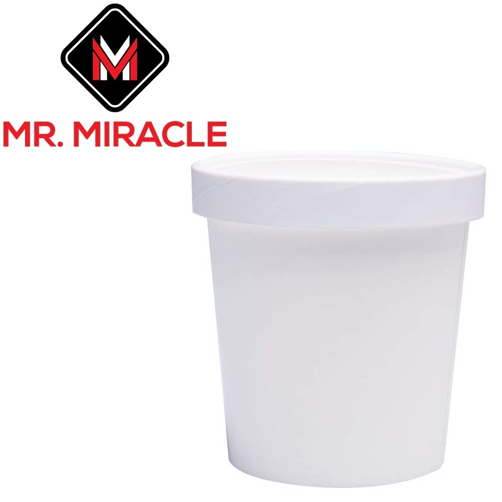 Mr Miracle 16 Ounce Soup / Frozen Dessert Containers with Lids in White. Pack of 25 Sets