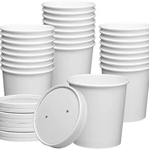 Mr Miracle 16 Ounce Soup / Frozen Dessert Containers with Lids in White. Pack of 25 Sets