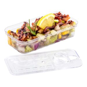 restaurantware 2 oz rectangle clear plastic tin can - with lid - 4" x 2" x 1" - 100 count box