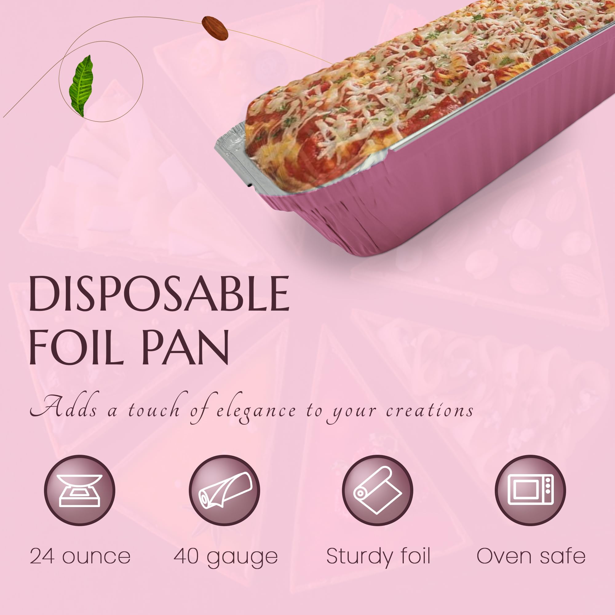 KitchenDance Colored Shallow Take Out Pans with Plastic lid - 1.5 Pounds Food Storage Aluminum Foil Baking Pan - Aluminum Pans Perfect for Cooking, Freezing, Preparing Food, 6417P (Pink, 50)