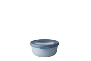 mepal rosti cirqula multi food storage and serving bowl with lid, low bowl-11oz, nordic blue