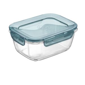 Bormioli Rocco Frigoverre Evolution Collection - 7 x 5.5 Inch Rectangle Container - 1 Liter (33.75oz) - Grey