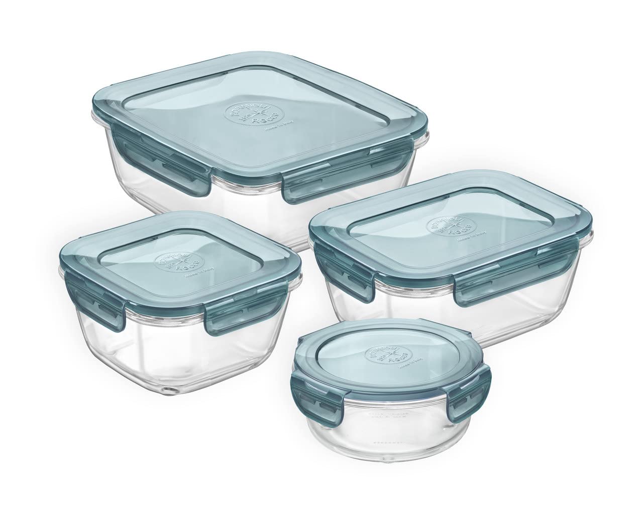 Bormioli Rocco Frigoverre Evolution Collection - 7 x 5.5 Inch Rectangle Container - 1 Liter (33.75oz) - Grey