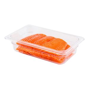 restaurantware met lux 2.5 inch deep food pans 1 1/4 size commercial food storage container - freezable avoids breaking clear plastic cold pans dishwashable for kitchens restaurants or cafeterias