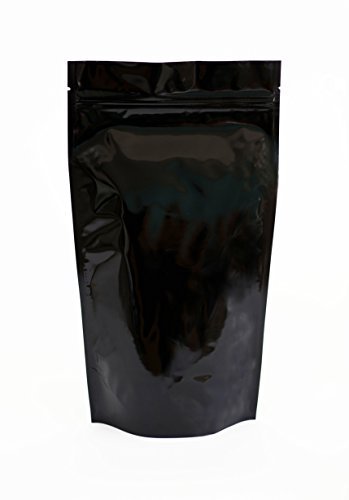 Black Mylar Stand Up Bags Pouches with Zipper, Notch for Food Storage 5 X 8 X 2.5 inches (4oz) 200 pcs