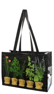 linnea design reusable grocery bag, foldable bag, fold up reinforced bottom, eco friendly, made of 95% recycled material, holds 70+ pounds