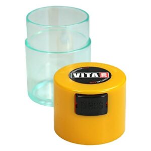 Vitavac - 5g to 20 grams Airtight Multi-Use Vacuum Seal Portable Storage Container for Dry Goods, Food, and Herbs - Yellow Cap & Clear Body