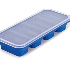 HIC Kitchen Prep-N-Freeze Portion Tray with Lid, Collapsible LFGB Silicone, 6-Ounce Sections