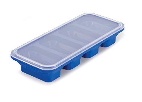 HIC Kitchen Prep-N-Freeze Portion Tray with Lid, Collapsible LFGB Silicone, 6-Ounce Sections
