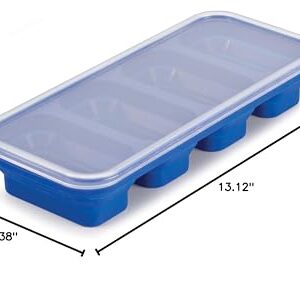 HIC Kitchen Prep-N-Freeze Portion Tray with Lid, Collapsible LFGB Silicone, 6-Ounce Sections