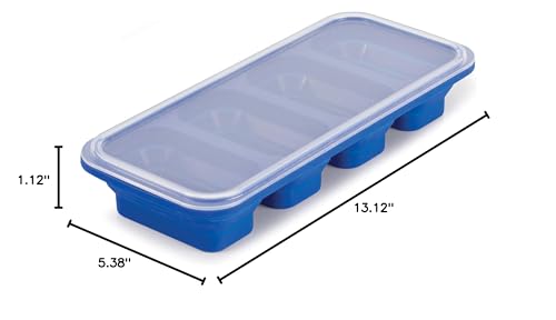 HIC Kitchen Prep-N-Freeze Portion Tray with Lid, Collapsible LFGB Silicone, 6-Ounce Sections