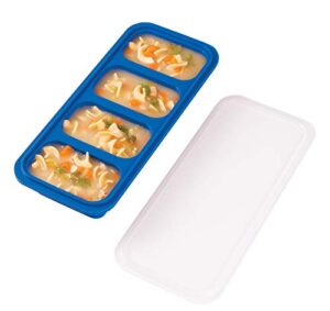 hic kitchen prep-n-freeze portion tray with lid, collapsible lfgb silicone, 6-ounce sections