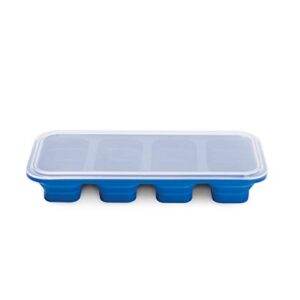 HIC Kitchen Prep-N-Freeze Portion Tray with Lid, Collapsible LFGB Silicone, 6-Ounce Sections