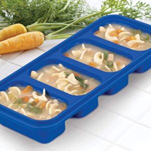 HIC Kitchen Prep-N-Freeze Portion Tray with Lid, Collapsible LFGB Silicone, 6-Ounce Sections