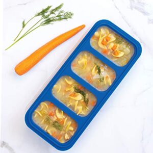 HIC Kitchen Prep-N-Freeze Portion Tray with Lid, Collapsible LFGB Silicone, 6-Ounce Sections