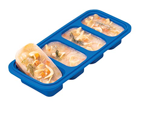 HIC Kitchen Prep-N-Freeze Portion Tray with Lid, Collapsible LFGB Silicone, 6-Ounce Sections