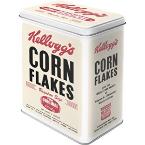 nostalgic-art retro storage tin box l, 101.4 oz, kellogg's corn flakes retro package – gift idea for the kitchen, metal can for cornflakes, vintage design