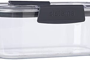 Sistema Food Storage Container, 920 ml, Clear with Grey Clips and Seal