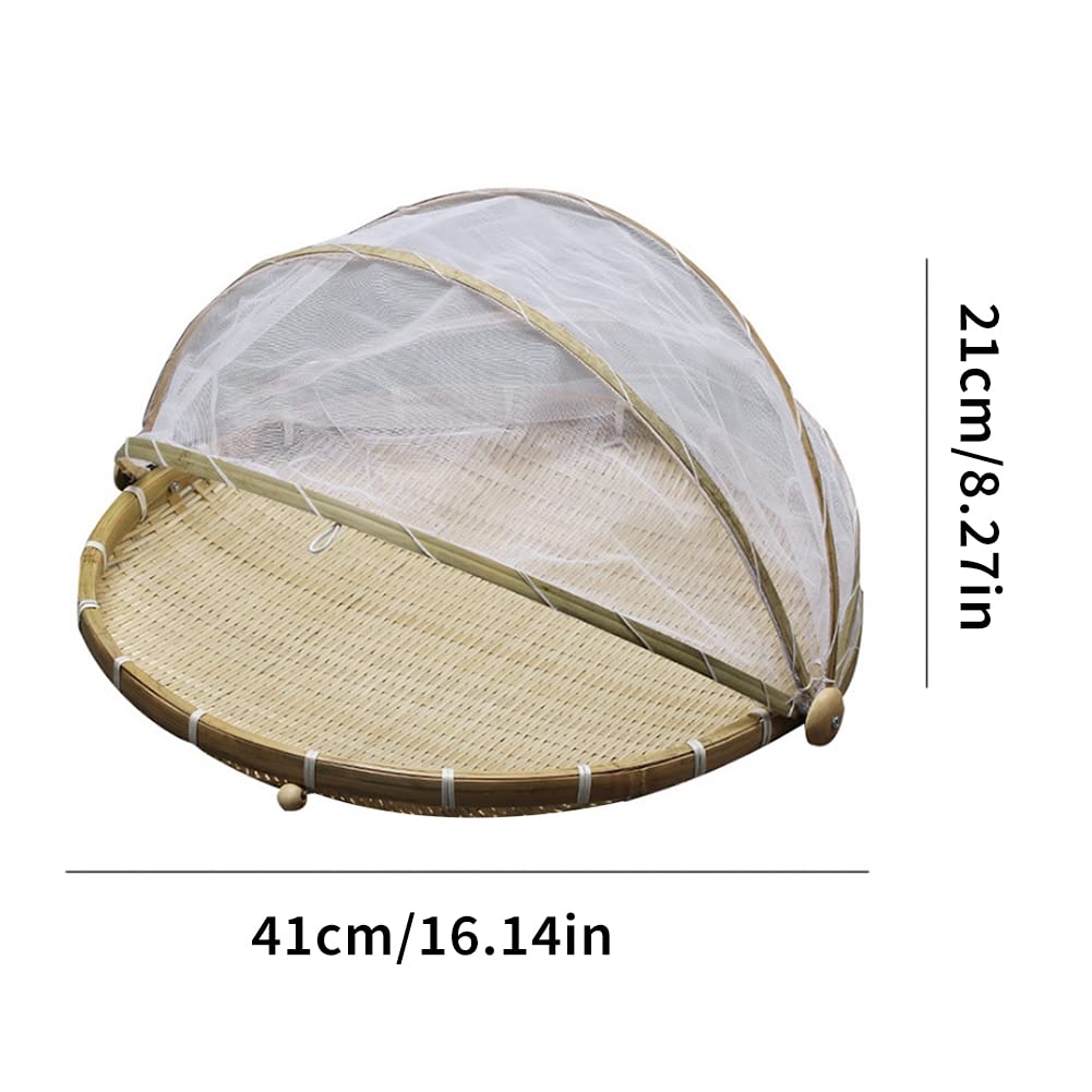 Jlong Food Serving Basket Tray Hand-Woven Round Fruit Vegetable Bread Storage Container With Cover