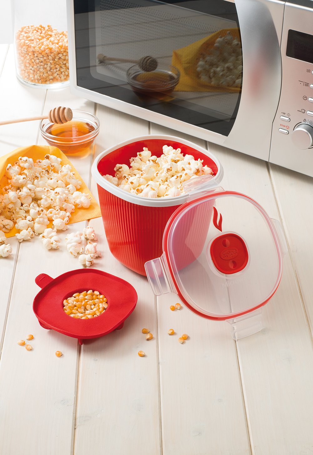 Snips, 6-Cup Microwave Popcorn Popper, Red