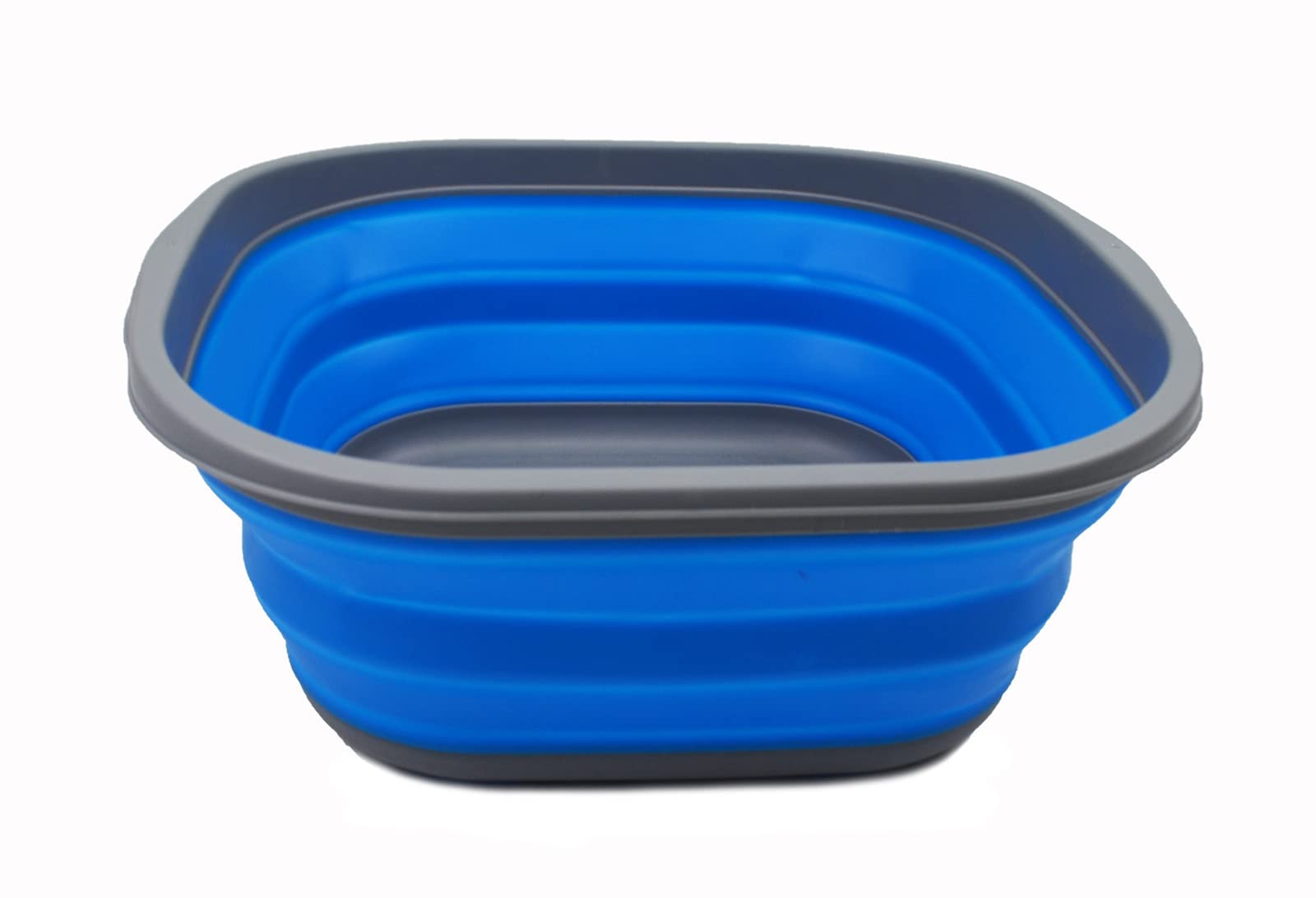 SAMMART 10L (2.6 Gallons) Collapsible Tub - Foldable Dish Tub - Portable Washing Basin - Space Saving Plastic Washtub (Dark Grey/Blue, 1)