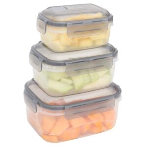 home basics food storage containers, 3-sizes, grey/clear