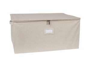 covermates platter serveware storage box - durable polyester, dual zippers, carrying handles, id window, kitchen storage-beige heather